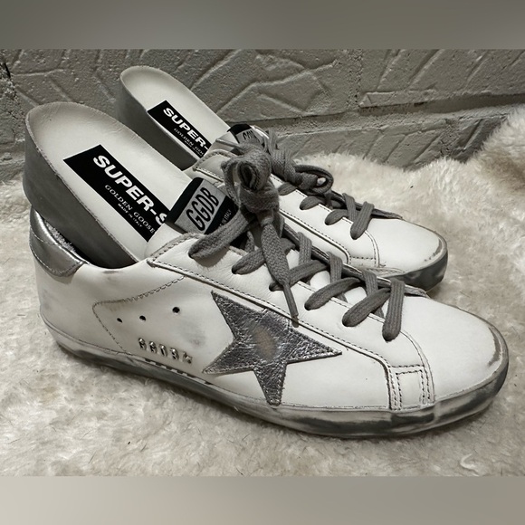 New Golden Goose Super Star White/Silver/Ice Star Sneakers Size 37 - Picture 3 of 10